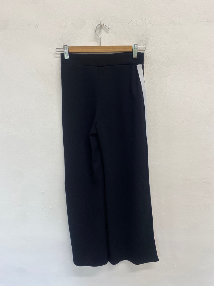 Fabulous Pixie girl Wide leg trousers UK8 Black with white side stripes VT002