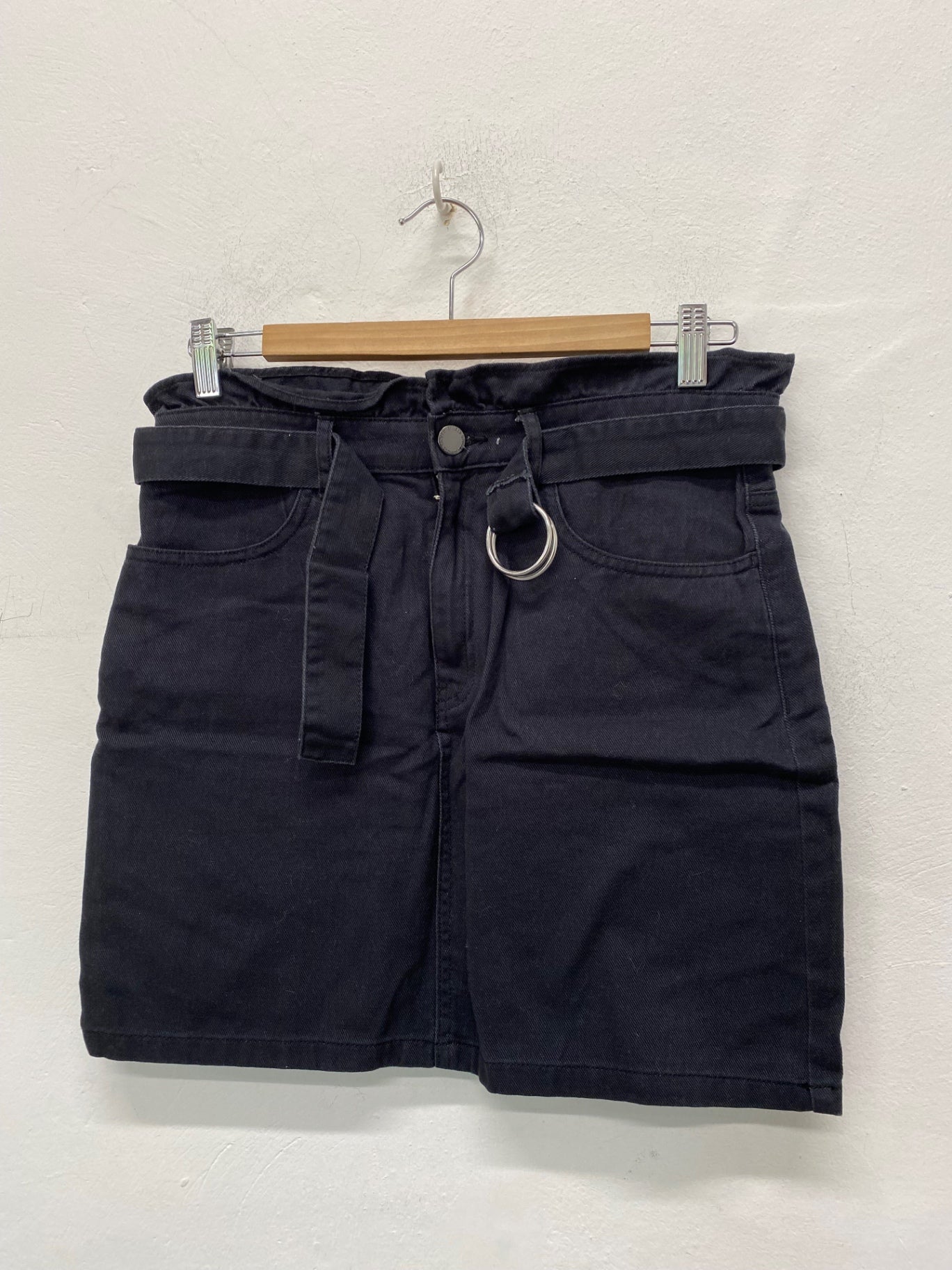 Fabulous H&M Mini Skirt UK12 Black Paperbag waist AM013