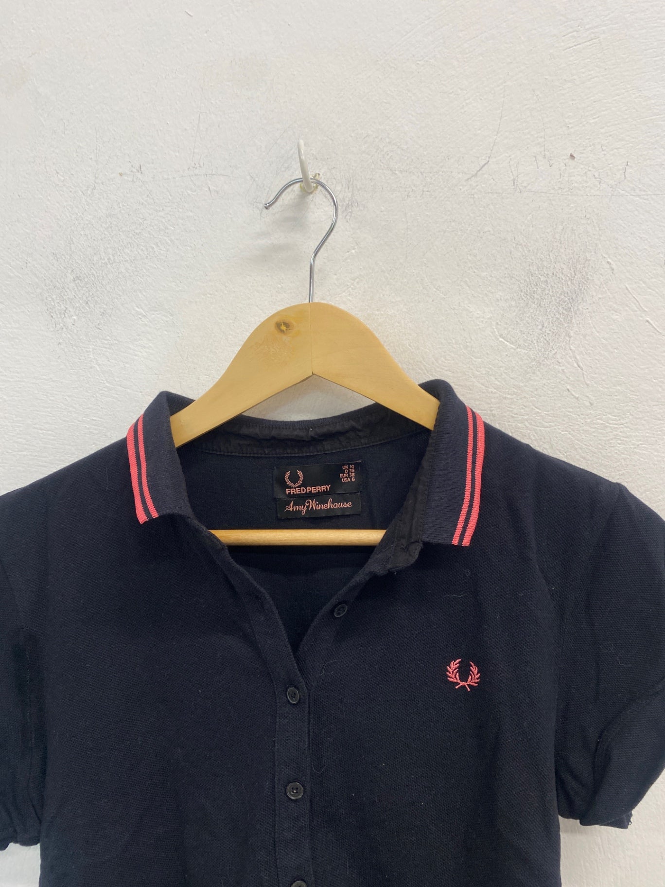 Fabulous Fred Perry Amy winehouse Polo Shirt UK10 Black GC003