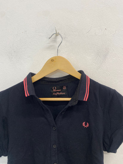 Fabulous Fred Perry Amy winehouse Polo Shirt UK10 Black GC003