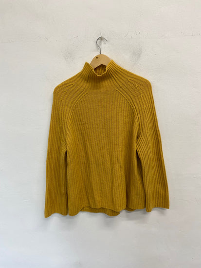 Fabulous John Lewis High neck Sweater UK S Mustard yellow Ribbed high neck AM013