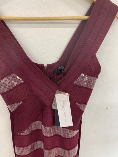 Fabulous French Connection Bandage Dress UK6 Burgundy VT002
