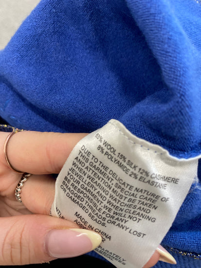 Fabulous Karen Millen Cardigan UK6 Blue cashmere blend VT002 