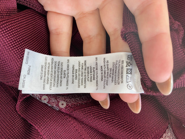 Fabulous French Connection Bandage Dress UK6 Burgundy VT002