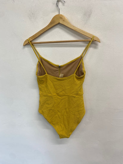 Fabulous H&M Swimsuit UK8 Yellow ribbed zip AM013