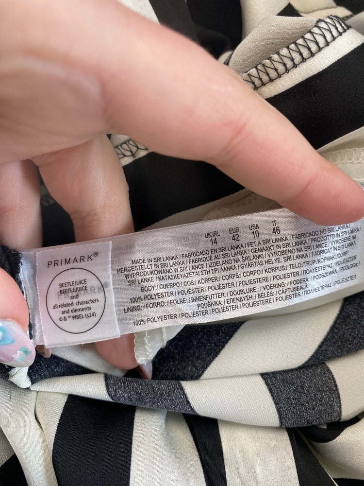 Fabulous Primark x Beetlejuice Trousers UK14 Black & White Stripe GC003