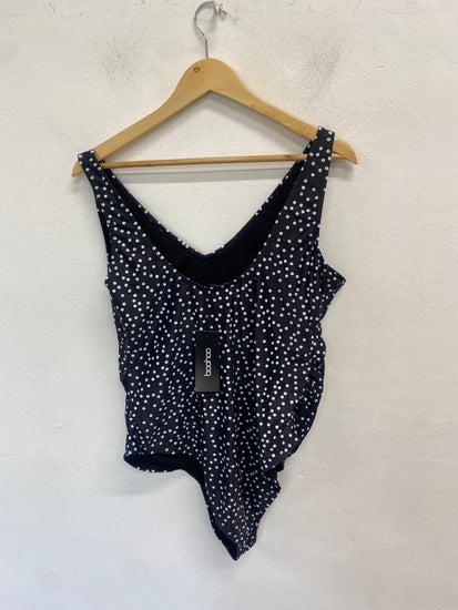 Fabulous Boohoo Swimsuit UK16 Black spotted AM013