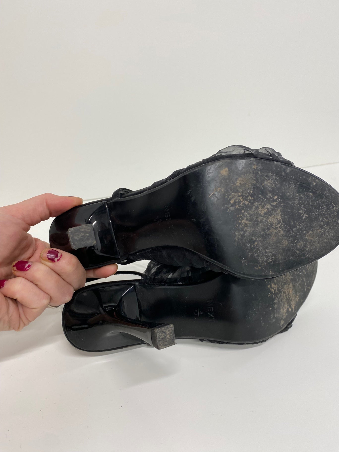 Fabulous Next Sandals UK4 Black stiletto evening party VT002