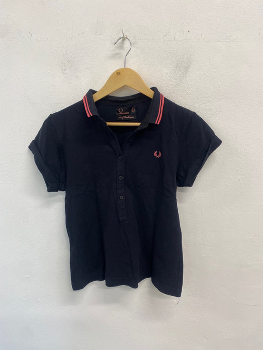 Fabulous Fred Perry Amy winehouse Polo Shirt UK10 Black GC003