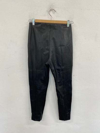Fabulous New Look Faux Leather Trousers UK10 Black VT002