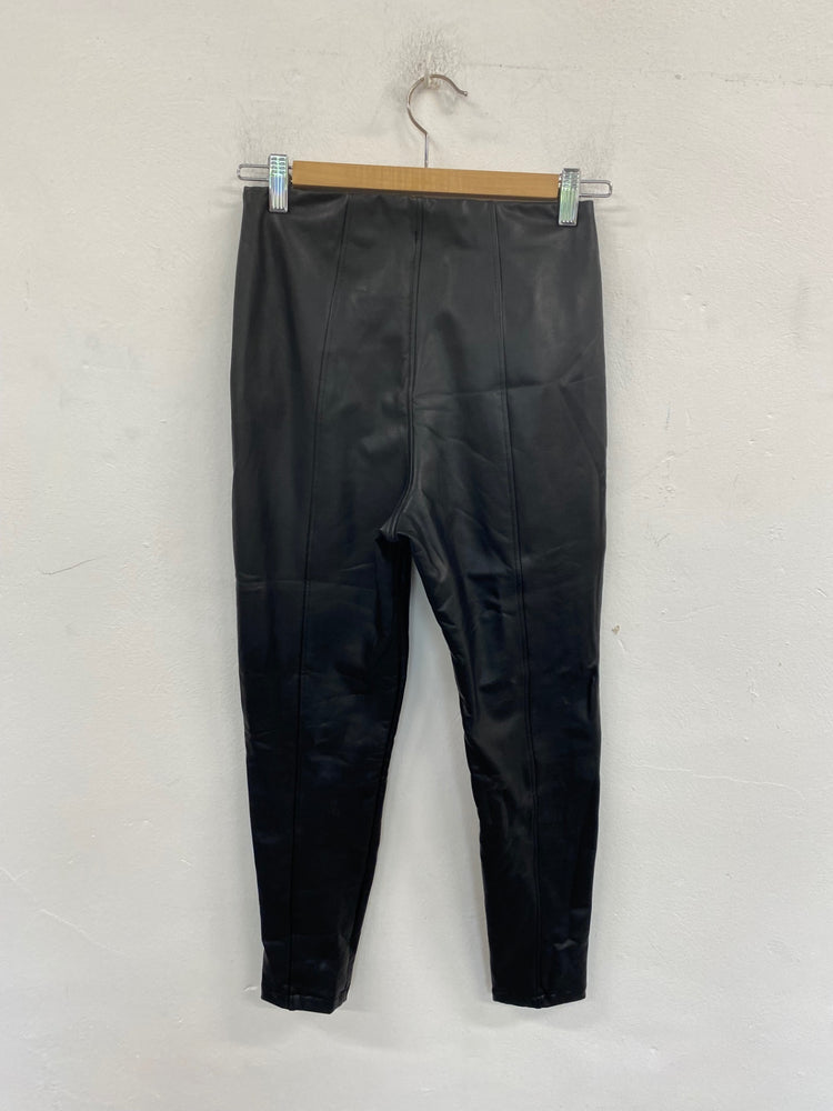 Fabulous New Look Faux Leather Trousers UK10 Black VT002