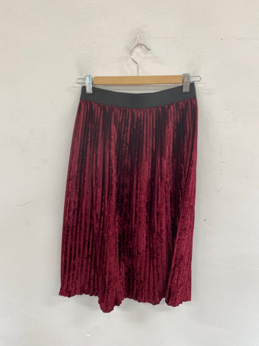 Fabulous Velvet Zara Midi Skirt UK S Burgundy VT002