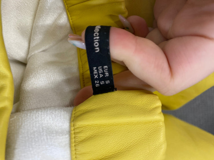 Fabulous Zara Faux Leather Mini Skirt UK S Yellow GC003