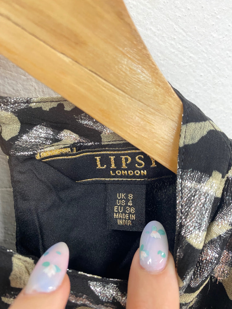 Fabulous LIPSY Mini Dress UK8 Black Multi VT002