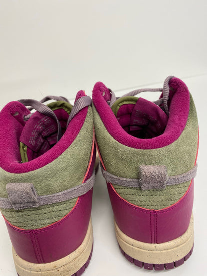 Fabulous Nike Dunk High Dynamic Berry Sneakers UK4 Pink & Olive Green Rare VT002