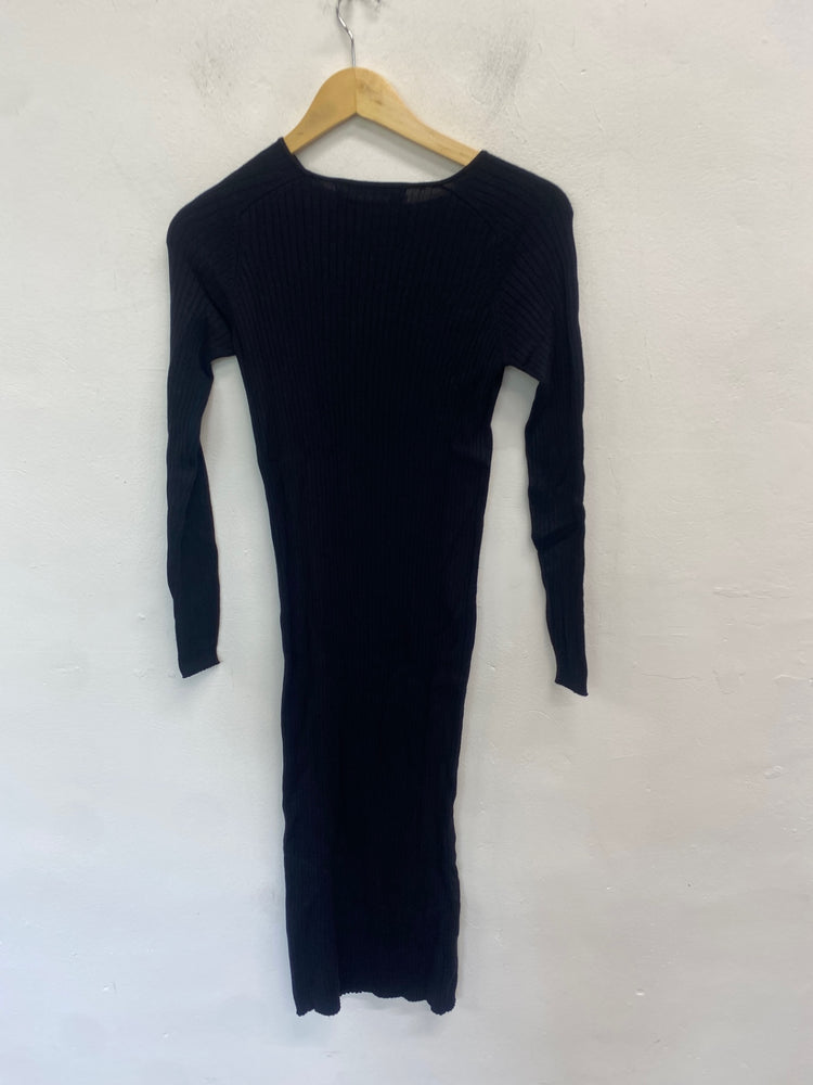 Fabulous Zara knit Dress UK M Black maxi AM013