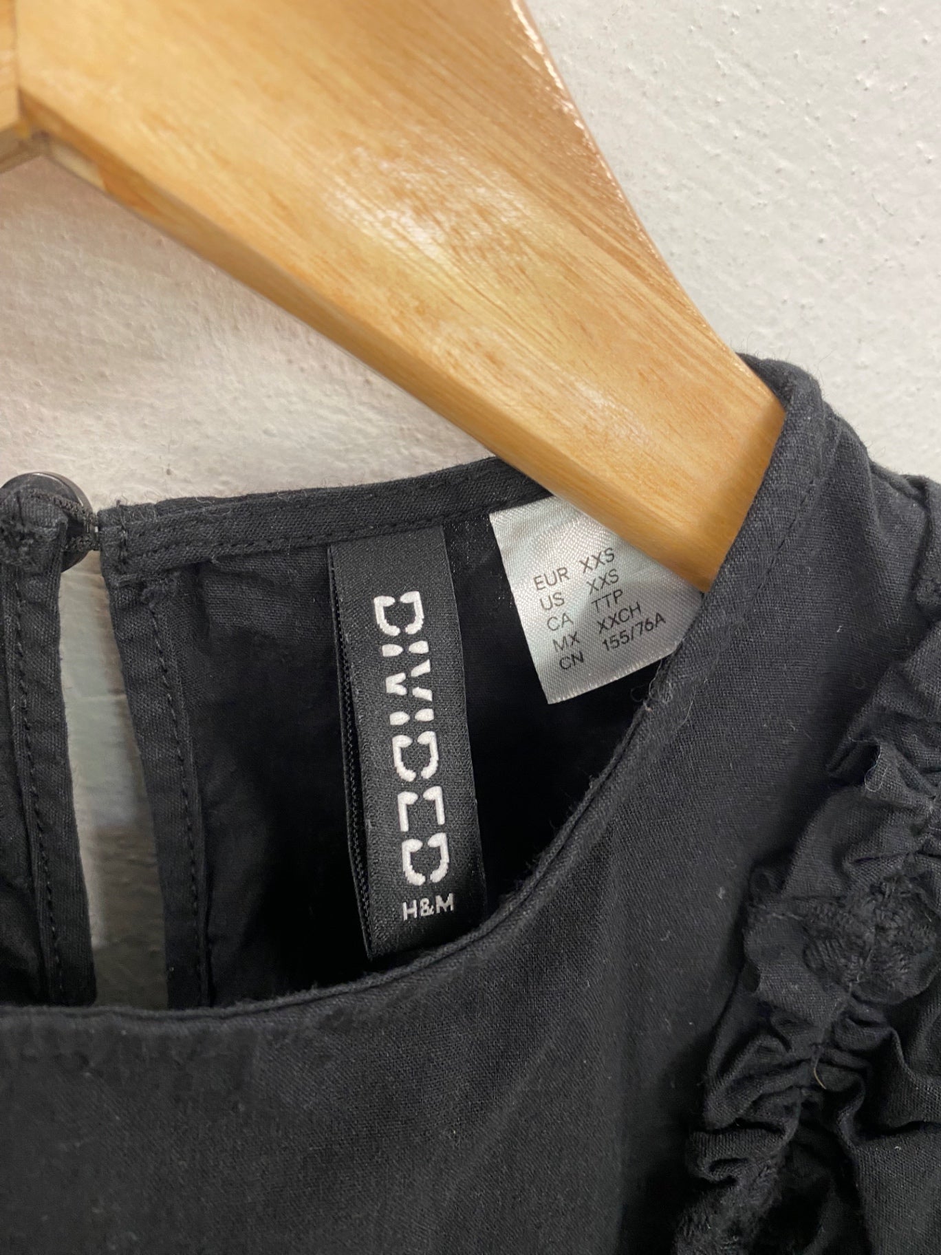 Fabulous H&M Mini Broderie Dress UK XXS Black VT002