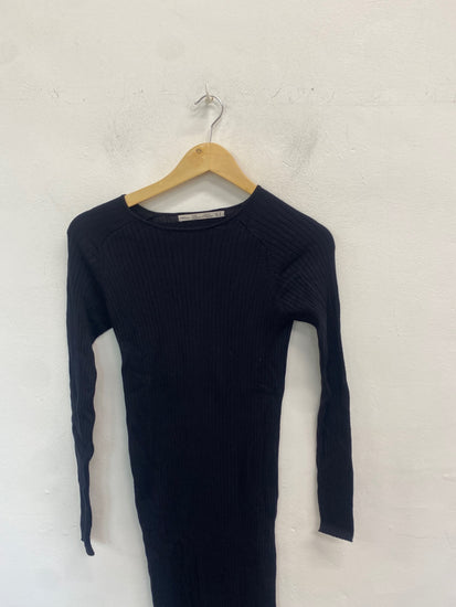 Fabulous Zara knit Dress UK M Black maxi AM013