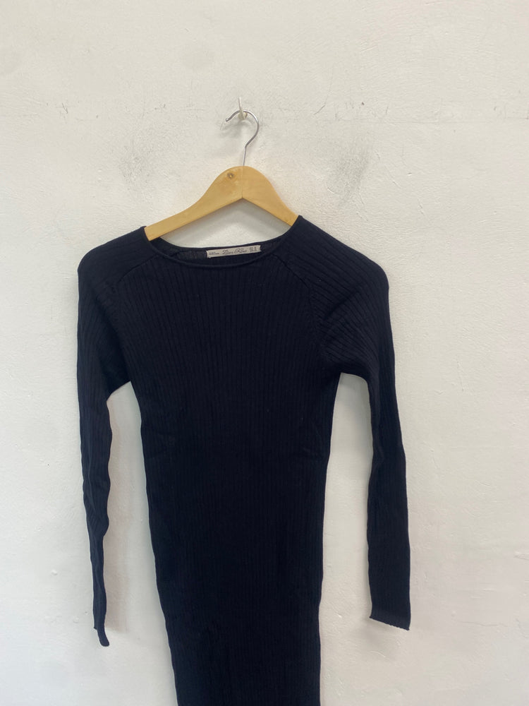 Fabulous Zara knit Dress UK M Black maxi AM013