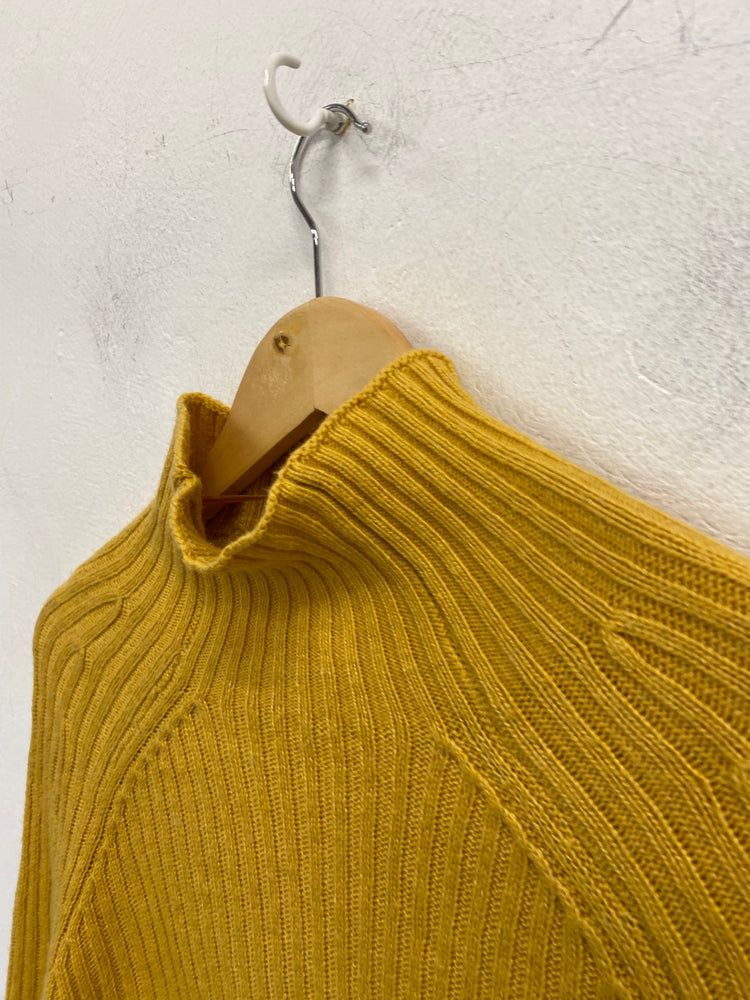 Fabulous John Lewis High neck Sweater UK S Mustard yellow Ribbed high neck AM013