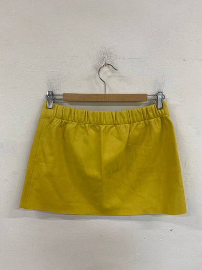 Fabulous Zara Faux Leather Mini Skirt UK S Yellow GC003