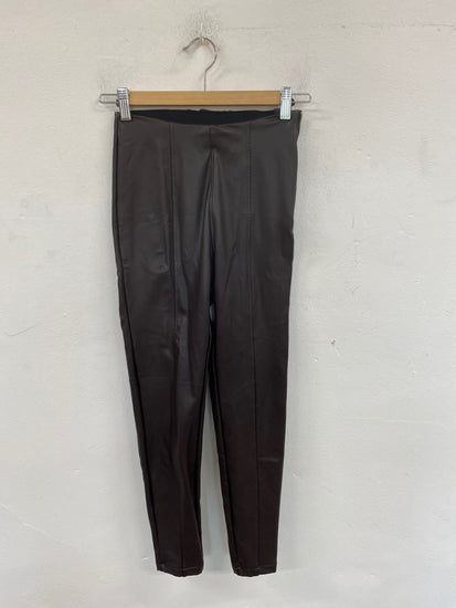 Sleek New Look Faux Leather Trouser UK8 Chocolate Brown VT002