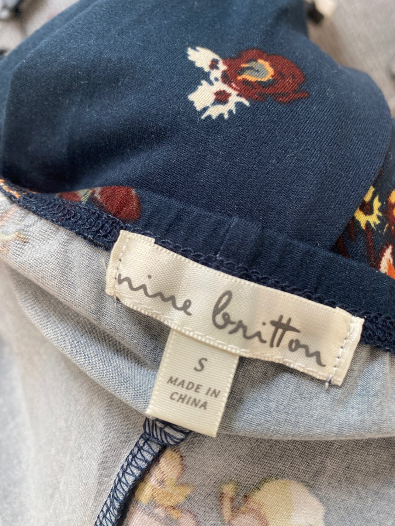 Fabulous Nine Britton Dress UK S Navy floral AM013