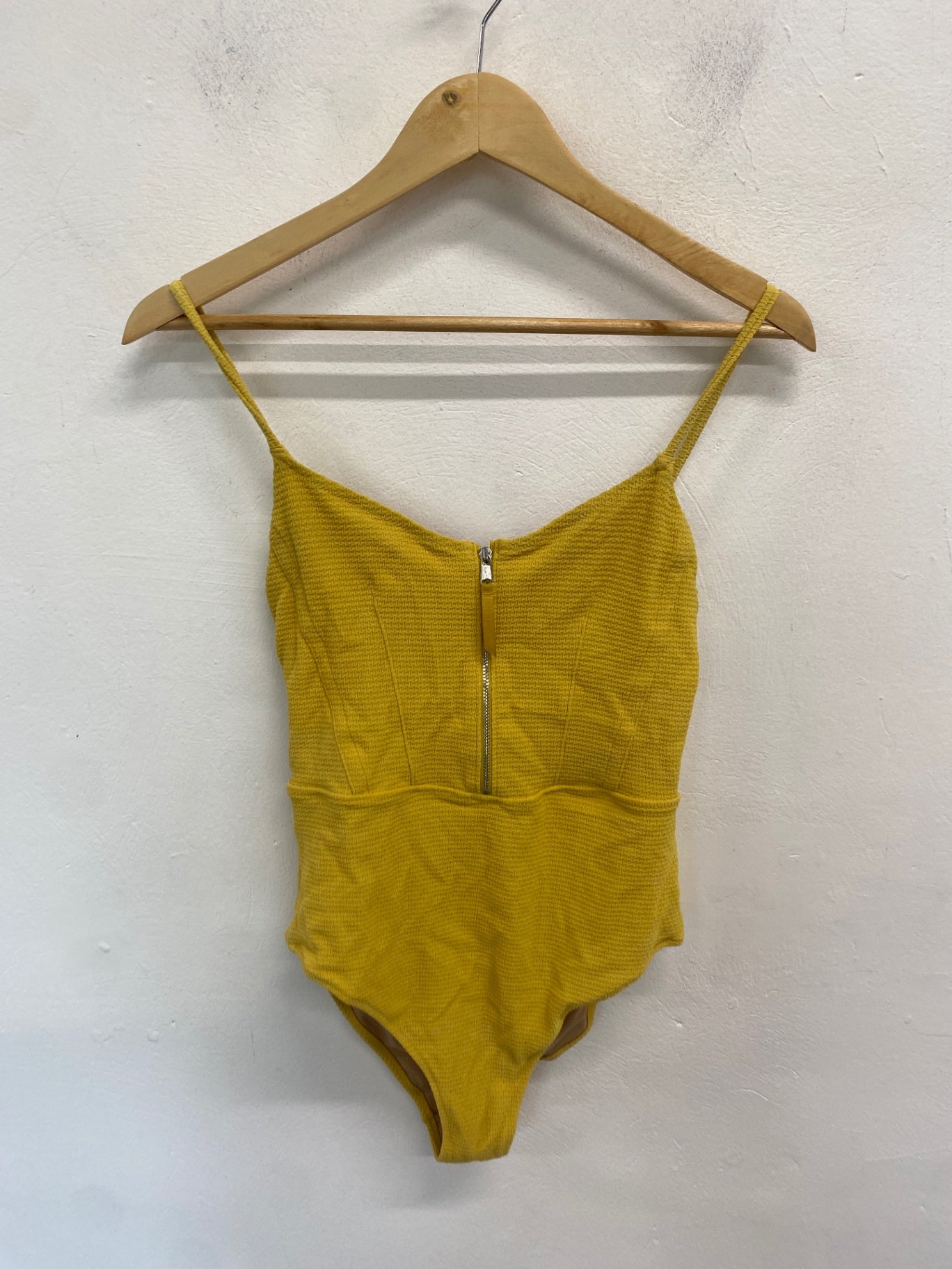 Fabulous H&M Swimsuit UK8 Yellow ribbed zip AM013