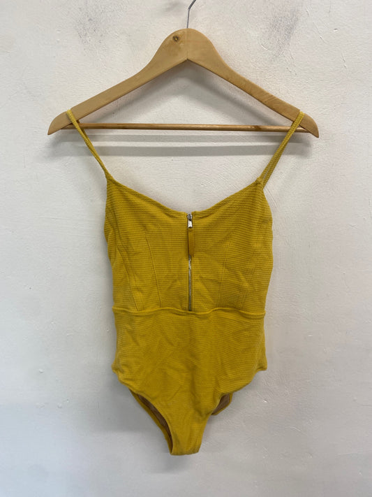 Fabulous H&M Swimsuit UK8 Yellow ribbed zip AM013