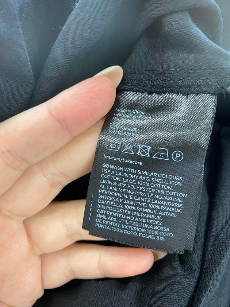 Fabulous H&M Mini Broderie Dress UK XXS Black VT002