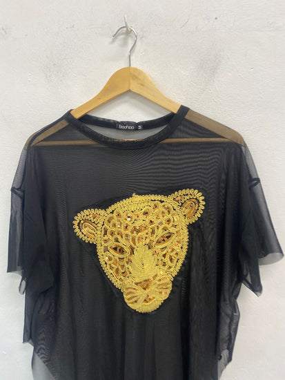 Fabulous boohoo Beach cover UK M Black and gold GC003