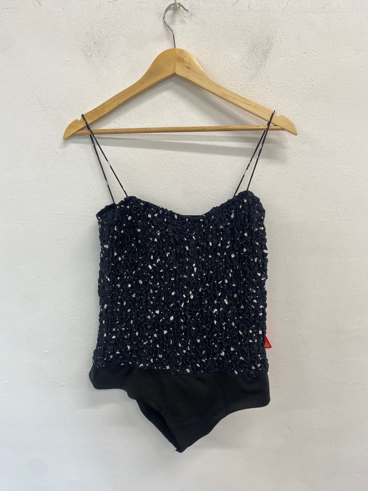 Fabulous Dancing leopard Swimsuit UK14 Black and white ruched AM013