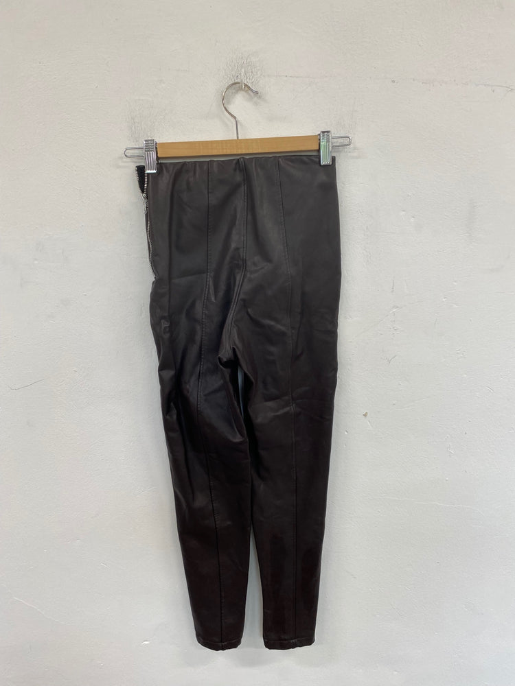 Sleek New Look Faux Leather Trouser UK8 Chocolate Brown VT002