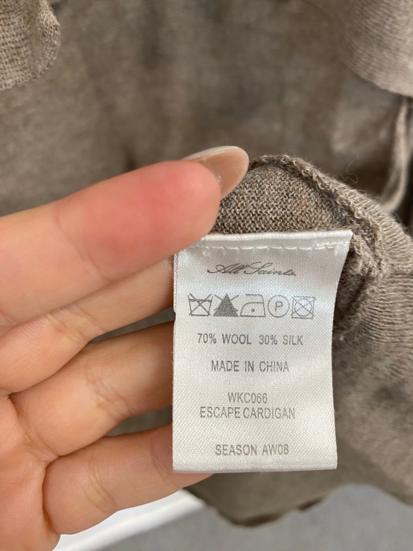 Fabulous All Saints Cardigan UK6 Beige VT002