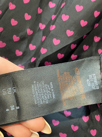 Fabulous H By Henry holland Leather Jacket UK8 Black pink fur collar GC003