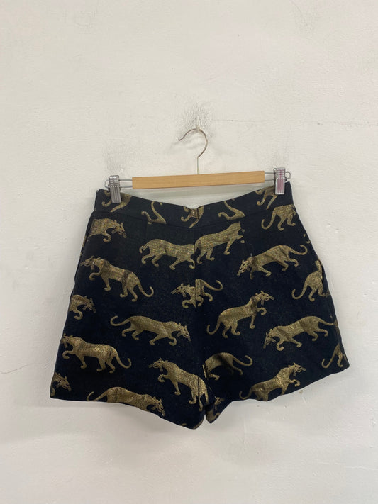 Fabulous H&M Shorts UK10 Black & Gold Lion GC003