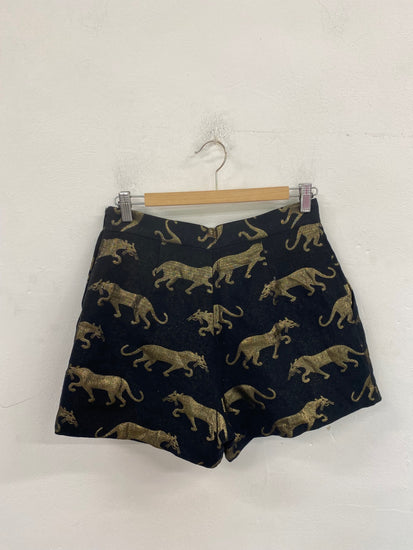 Fabulous H&M Shorts UK10 Black & Gold Lion GC003