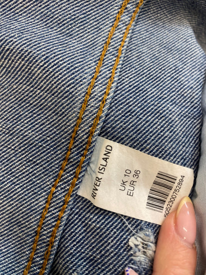 Fabulous River Island Denim Jacket UK10 Blue Floral festival AM013