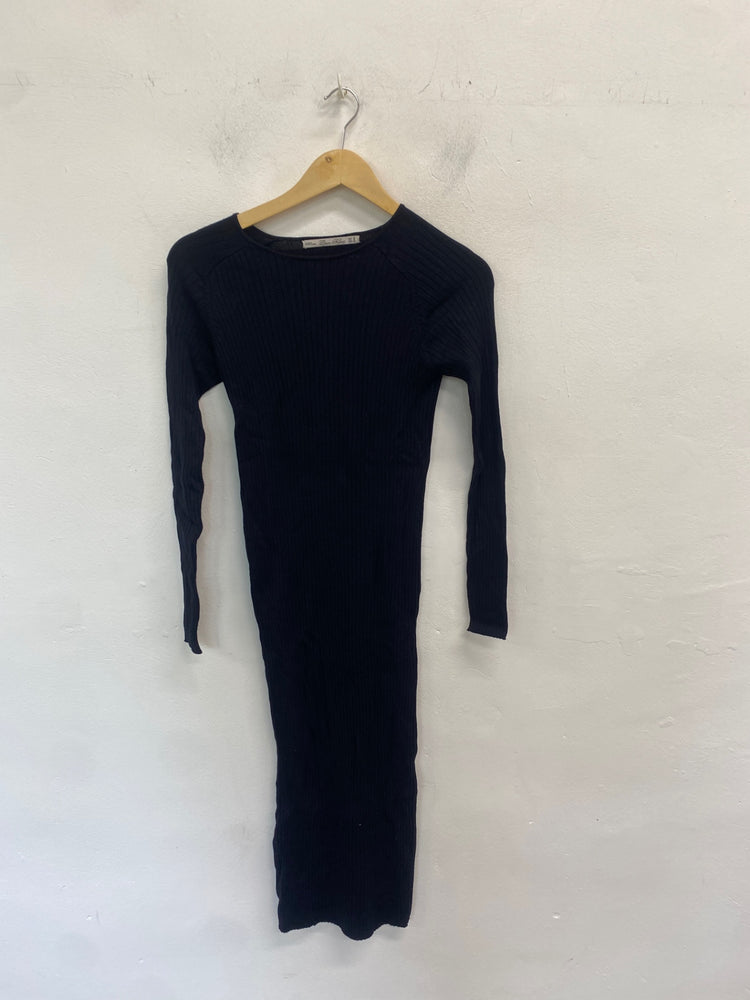 Fabulous Zara knit Dress UK M Black maxi AM013