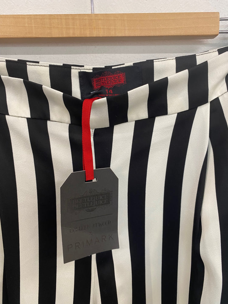 Fabulous Primark x Beetlejuice Trousers UK14 Black & White Stripe GC003