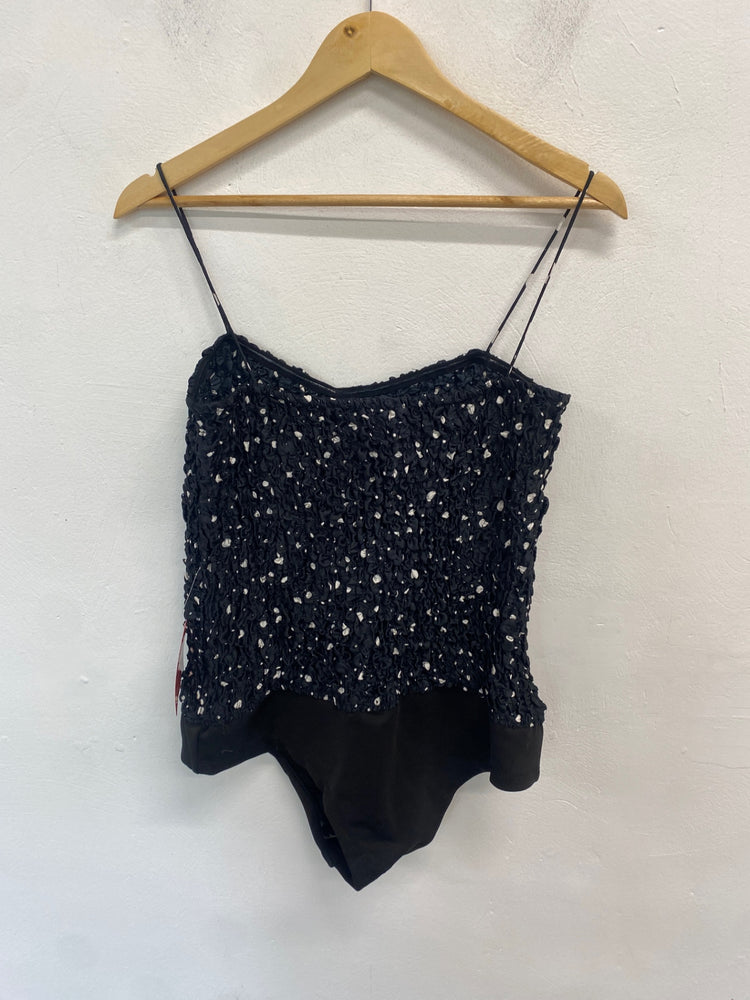 Fabulous Dancing leopard Swimsuit UK14 Black and white ruched AM013