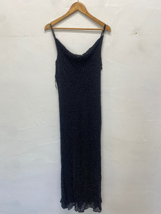 Gorgeous Wallis Maxi Dress UK16 Black beaded formal NR002
