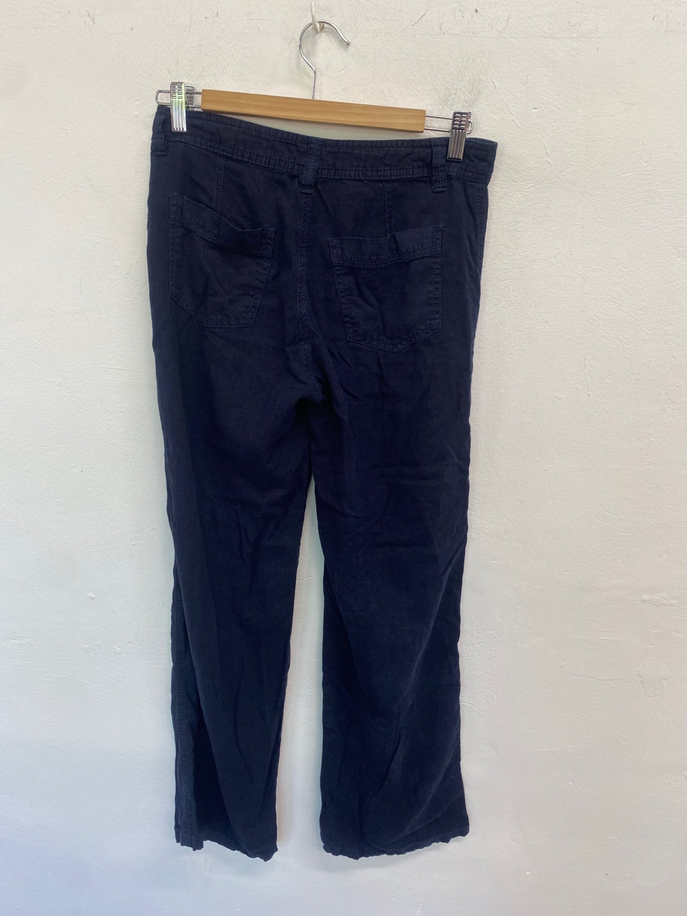 Gorgeous Marks & Spencers Wide leg trousers UK8 Dark Blue linen MM005