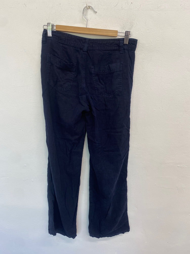 Gorgeous Marks & Spencers Wide leg trousers UK8 Dark Blue linen MM005