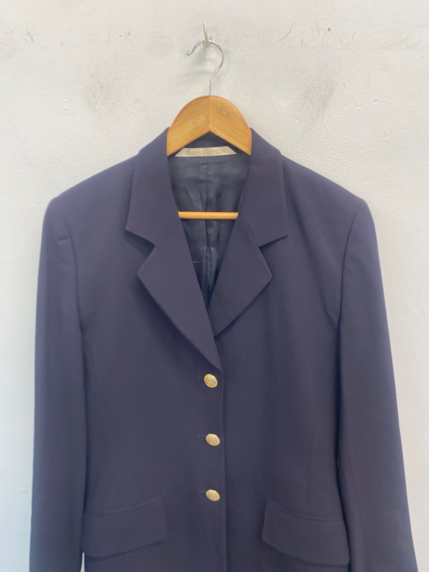 Gorgeous Marks & Spencer longline Blazer UK12 Navy blue FH004