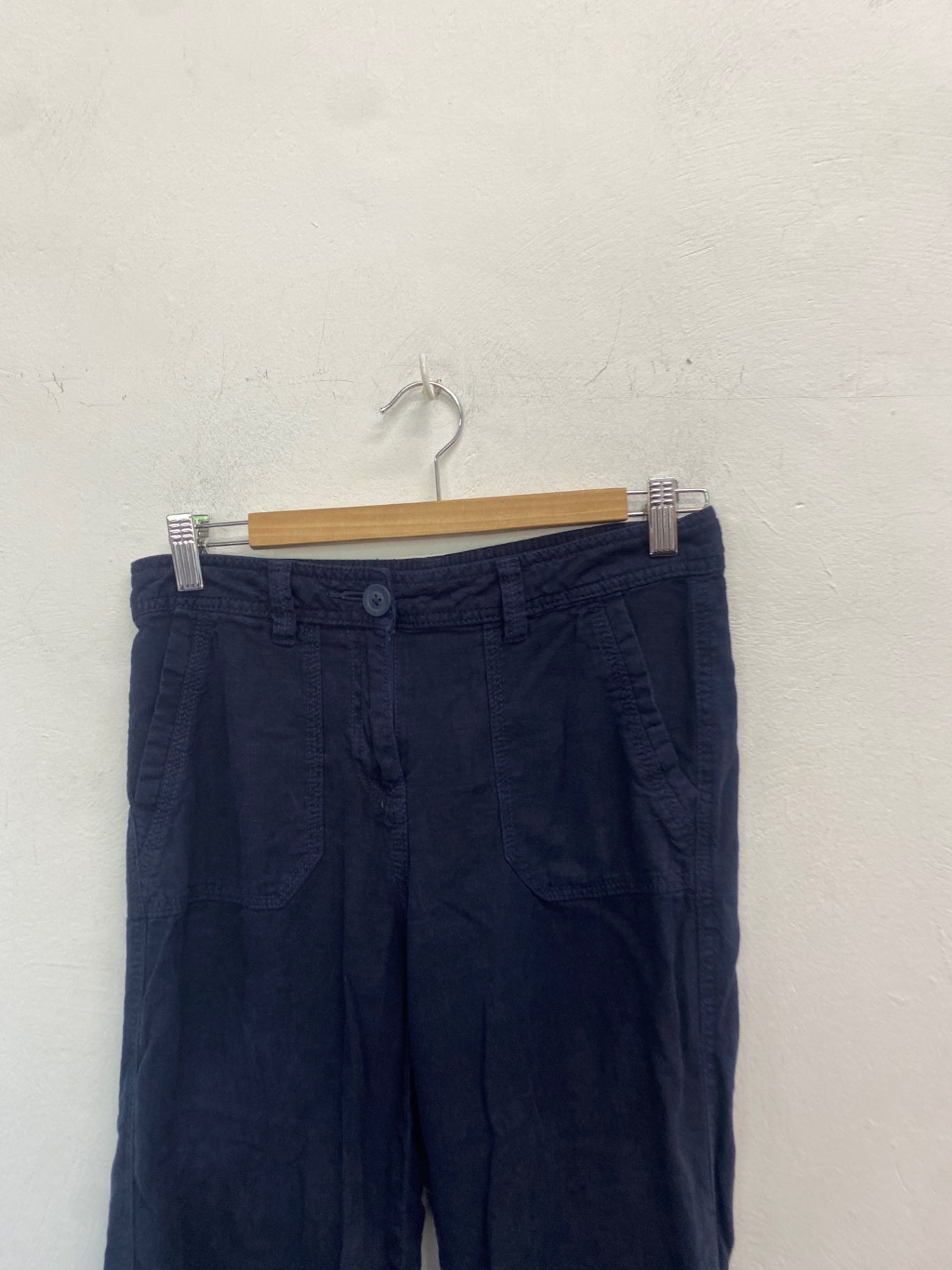 Gorgeous Marks & Spencers Wide leg trousers UK8 Dark Blue linen MM005