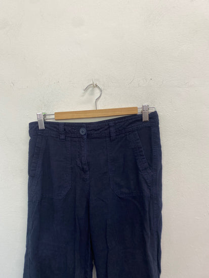Gorgeous Marks & Spencers Wide leg trousers UK8 Dark Blue linen MM005