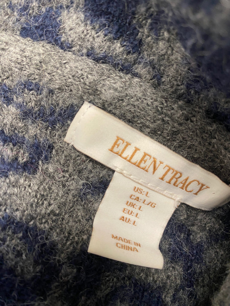Gorgeous Ellen Tracy Poncho UK L Navy blue pattern NR002