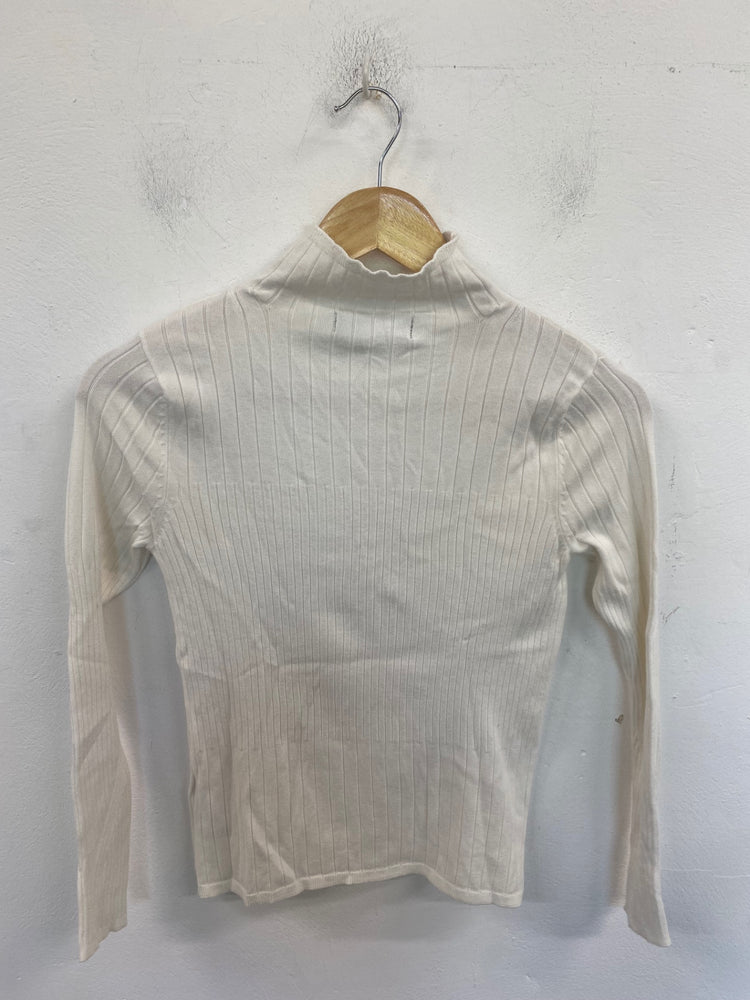 Gorgeous Marks & Spencers Ribbed Turtleneck Jumper UK10 Cream FH004
