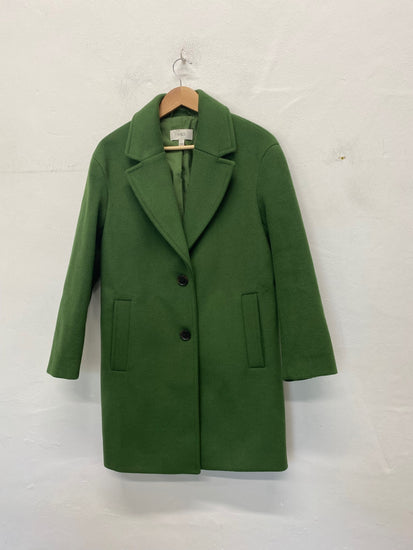 Gorgeous Marks & Spencer Overcoat Uk8 Green Stunning FH004